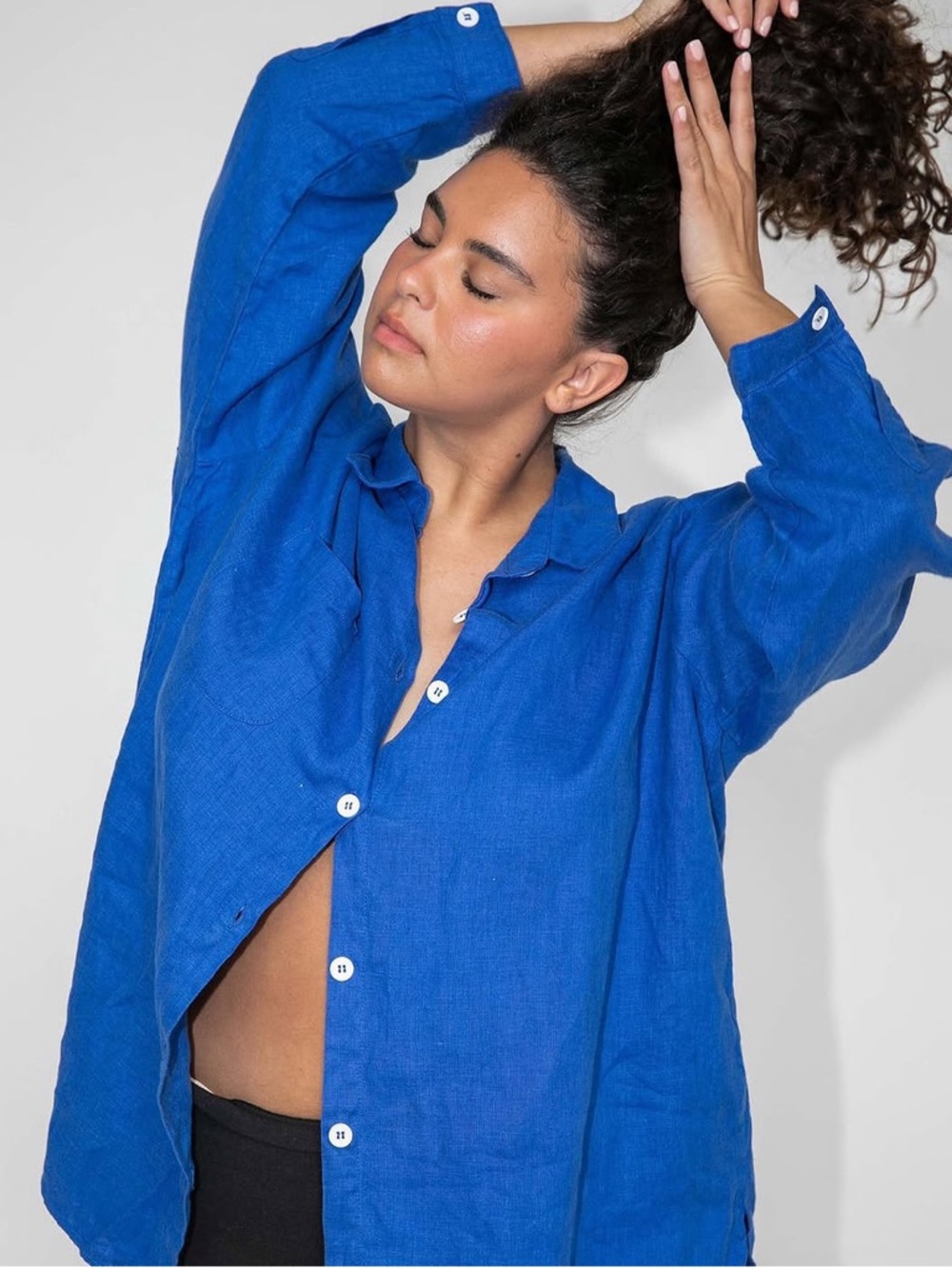 Blue Linen Top